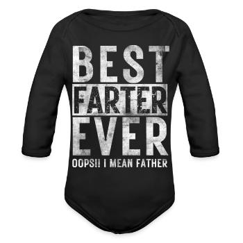 farter father Fathers Retro - Organic Long Sleeve Baby Bodysuit - black - Front