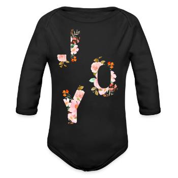 Joy - Motivation - Organic Long Sleeve Baby Bodysuit - black - Front