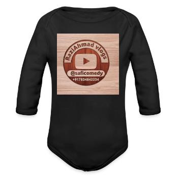 Safi ahmad - Organic Long Sleeve Baby Bodysuit - black - Front