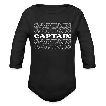 Skipper Leader Head Commander Chief Officer - Organic Long Sleeve Baby Bodysuit - black - Front