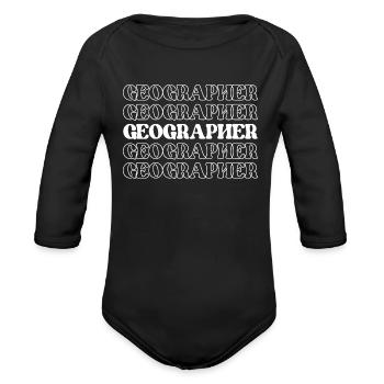 Géographe Cartographe Topographe Géographie - Cache-couche à manches longues bio - noir - Devant