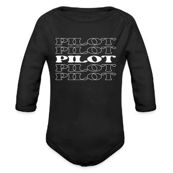Pilot Aviator Aircraft Commander Airman Flier - Organic Long Sleeve Baby Bodysuit - black - Front
