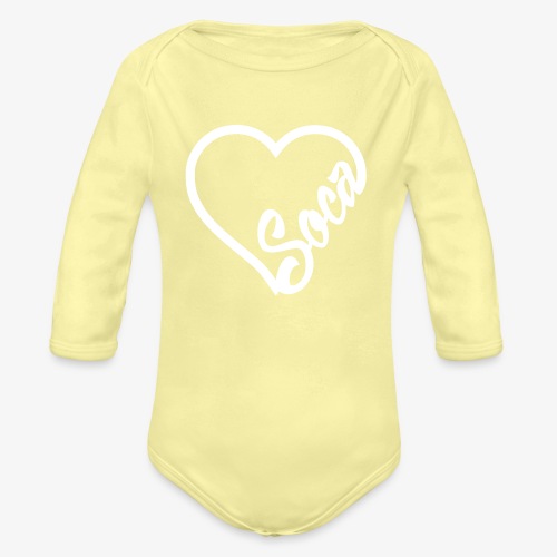 SocaHeart - WHITE - Organic Long Sleeve Baby Bodysuit