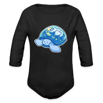Cadeau enfant tortue nuage étoile lune ciel - Cache-couche à manches longues bio - noir - Devant