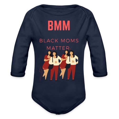 BMM wht bg - Organic Long Sleeve Baby Bodysuit