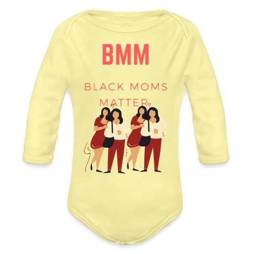 BMM wht bg - Organic Long Sleeve Baby Bodysuit