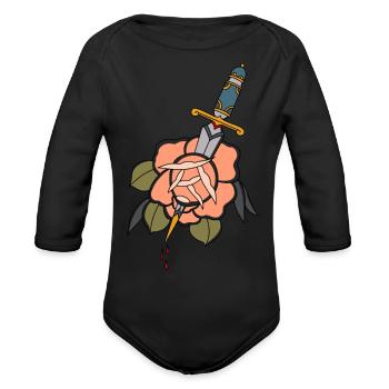 Rose Dagger - Organic Long Sleeve Baby Bodysuit - black - Front