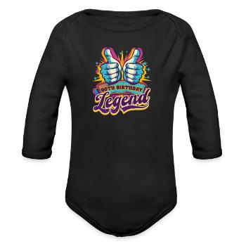 90 Years Old 90th Birthday Legend - Organic Long Sleeve Baby Bodysuit - black - Front