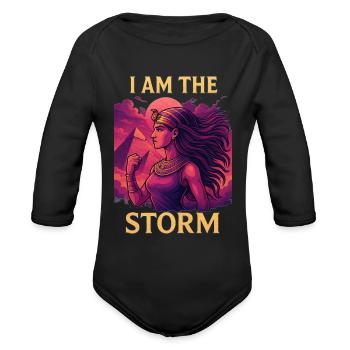 Strength in Simplicity" - Organic Long Sleeve Baby Bodysuit - black - Front