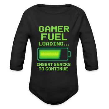 Gamer fuel - Organic Long Sleeve Baby Bodysuit - black - Front