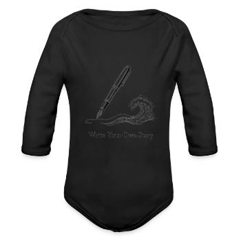 Write Your Own Story: Pen & Wave - Organic Long Sleeve Baby Bodysuit - black - Front