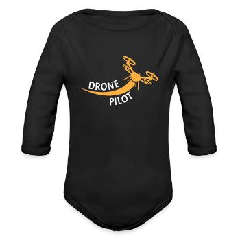 Drone Pilot Drones - Organic Long Sleeve Baby Bodysuit - black - Front