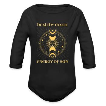 Healthy Magic Sun Moon Universe - Organic Long Sleeve Baby Bodysuit - black - Front