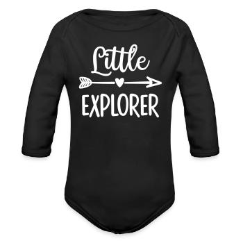 little explorer - Organic Long Sleeve Baby Bodysuit - black - Front