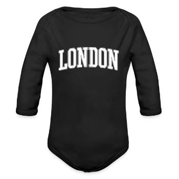 London - Organic Long Sleeve Baby Bodysuit - black - Front