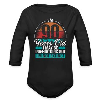 90 Birthday Idea Men Birthdays Funny 90 Year Old - Organic Long Sleeve Baby Bodysuit - black - Front