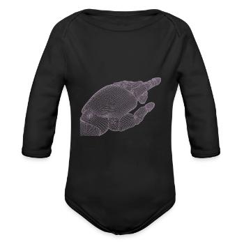 Geometric Hand Silhouette with Fractals - Organic Long Sleeve Baby Bodysuit - black - Front