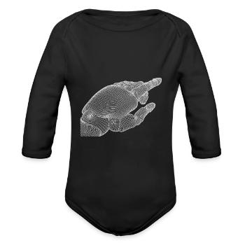 Geometric Hand Silhouette with Fractals - Organic Long Sleeve Baby Bodysuit - black - Front