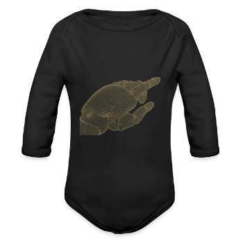 Geometric Hand Silhouette with Fractals - Organic Long Sleeve Baby Bodysuit - black - Front