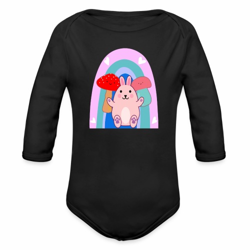 Easter Bunny Rabbit Mushroom Kawaii Anime LGBTQ - Organic Long Sleeve Baby Bodysuit