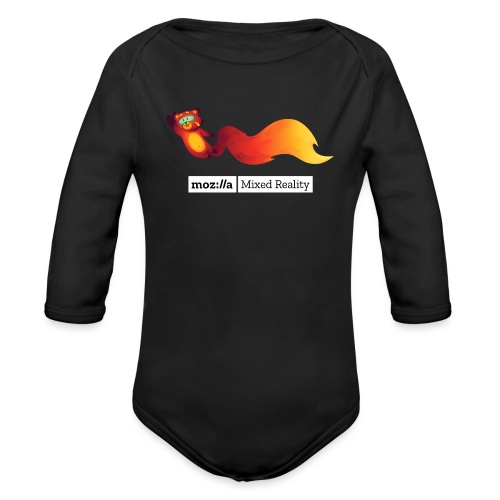 Foxr Flying (white MR logo) - Organic Long Sleeve Baby Bodysuit