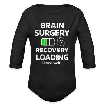 Récupération de chirurgie du cerveau | Survivant de chirurgie du cerveau - Cache-couche à manches longues bio - noir - Devant