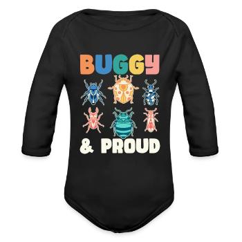 insect collector - Organic Long Sleeve Baby Bodysuit - black - Front
