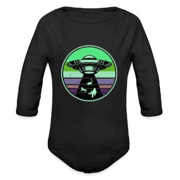 UFO-Bigfoot Nessie Unicorn - Organic Long Sleeve Baby Bodysuit - black - Front