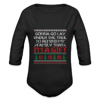 Gonna Go Lay Under The Tree To Remind Family - Organic Long Sleeve Baby Bodysuit - black - Front