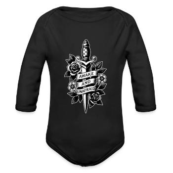 Awake and Unafraid – Emo Dagger Tattoo Art - Organic Long Sleeve Baby Bodysuit - black - Front