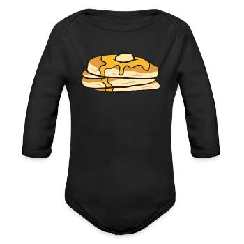 Pancakes - maple syrup and butter - Organic Long Sleeve Baby Bodysuit - black - Front