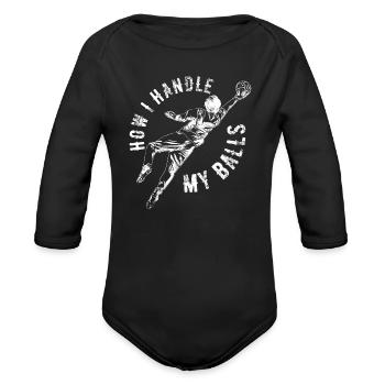 Goalkeeper Joke - Organic Long Sleeve Baby Bodysuit - black - Front