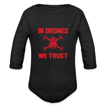 Drone - Organic Long Sleeve Baby Bodysuit - black - Front