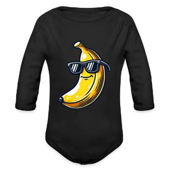 Cool banana fruit summer sunglasses fruity - Organic Long Sleeve Baby Bodysuit - black - Front