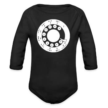 ROTARY PHONE - Organic Long Sleeve Baby Bodysuit - black - Front