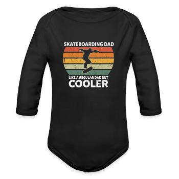 Skateboaring Dad Like A Regular Dad But Cooler - Organic Long Sleeve Baby Bodysuit - black - Front
