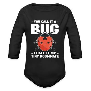 Collect insects - Organic Long Sleeve Baby Bodysuit - black - Front