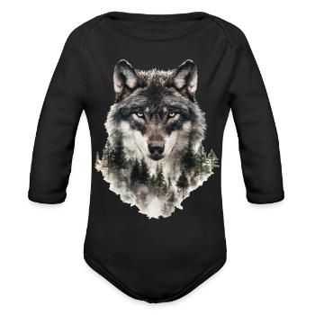 Forêt des loups - Cache-couche à manches longues bio - noir - Devant