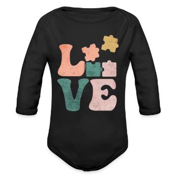 Behavior Analysis Behaviour Analyst Puzzle - Organic Long Sleeve Baby Bodysuit - black - Front