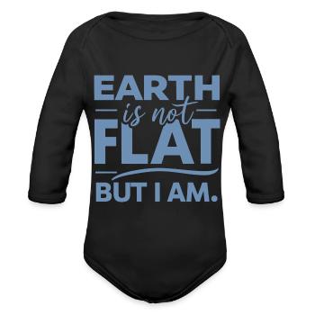 Flat Earth Satire Ironic Jokes - Organic Long Sleeve Baby Bodysuit - black - Front