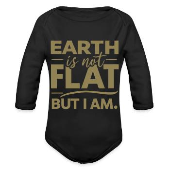 Flat Earth Satire Ironic Jokes - Organic Long Sleeve Baby Bodysuit - black - Front