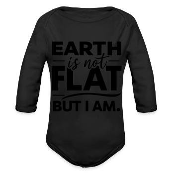 Flat Earth Satire Ironic Jokes - Organic Long Sleeve Baby Bodysuit - black - Front