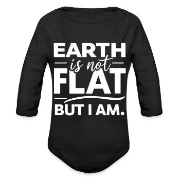 Flat Earth Satire Ironic Jokes - Organic Long Sleeve Baby Bodysuit - black - Front