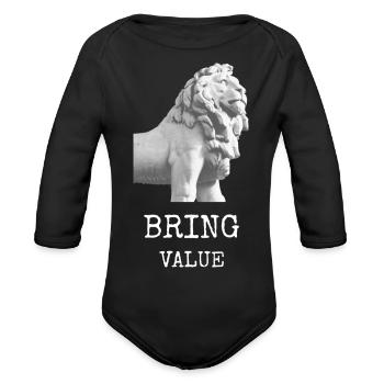 Bring Value Proud Lion - Organic Long Sleeve Baby Bodysuit - black - Front