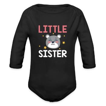 Little Sister - Organic Long Sleeve Baby Bodysuit - black - Front