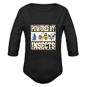 Powered by Insects - Organic Long Sleeve Baby Bodysuit - black - Front