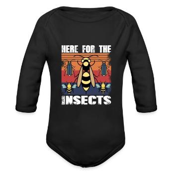 Here for the Insects - Organic Long Sleeve Baby Bodysuit - black - Front