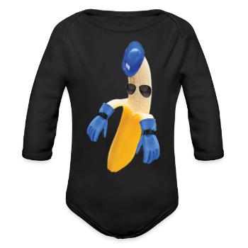 Engineering Banana // Prowess with fruity charm - Organic Long Sleeve Baby Bodysuit - black - Front