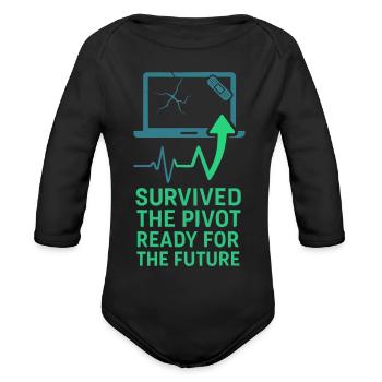Startup Founder Survivor Burnout Recover - Organic Long Sleeve Baby Bodysuit - black - Front