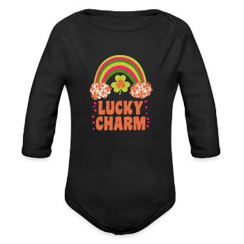 Lucky Charm Lucky Rainbow - Organic Long Sleeve Baby Bodysuit - black - Front